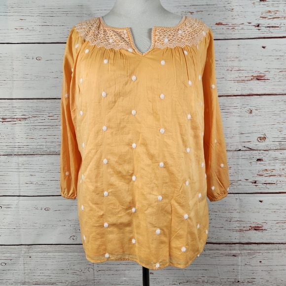 TALBOTS Plus Size Orange Embroidered Women's Top Size 1X - Picture 1 of 8